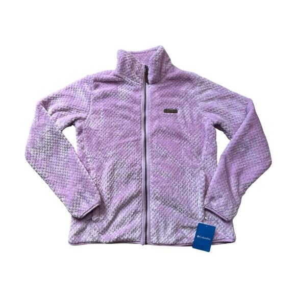 NWT - COLUMBIA WOMENS Zip up FLEECE, Women's Large. Fuzzy & Warm!! Lilac/Pink - Picture 1 of 12